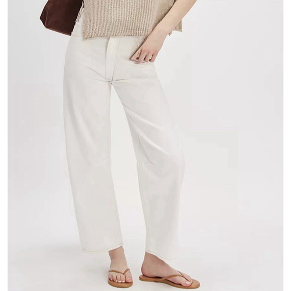 Citizens of Humanity Miro Relaxed Jeans Barrel Leg Size 26 White Cotton Luxury - Picture 1 of 16